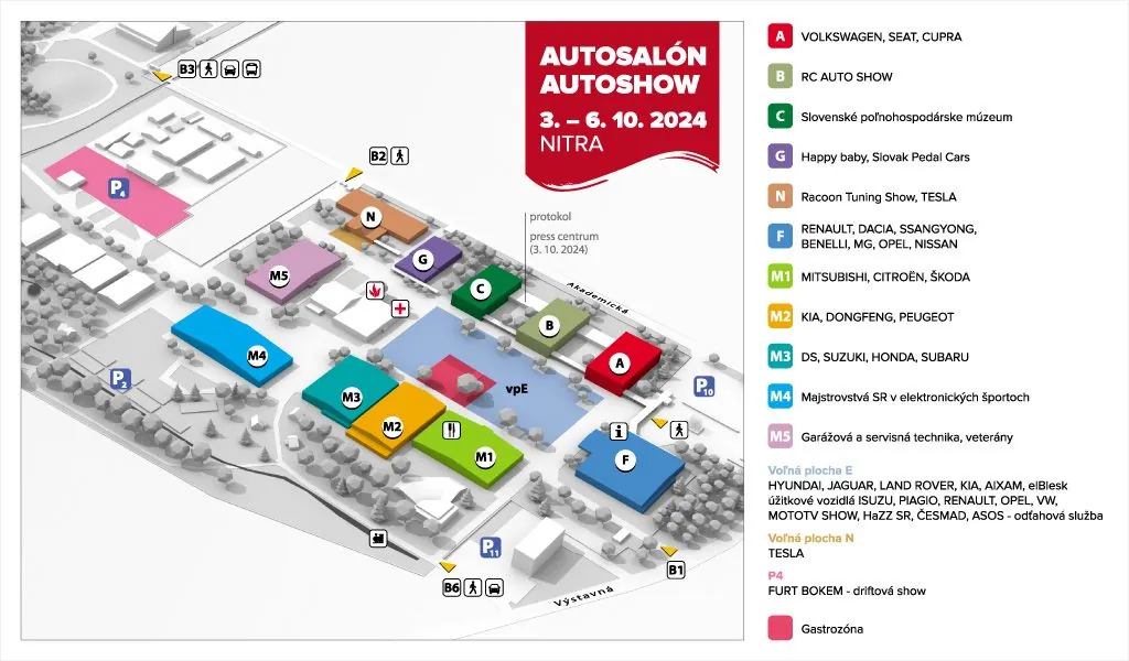 Autosalon Nitra 2024 mapa