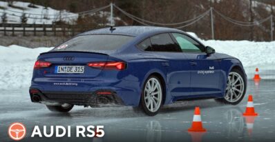 4b3a296f85a9e58efc70455008f9b46d Videotest, recenzia, test: 450 koní v AUDI RS5 je na ľade škola ako žiadná iná. Audi ice driving experience - volant.tv